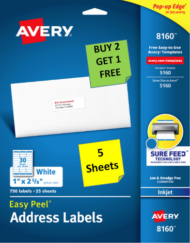 Sheets avery - [5, sheets]