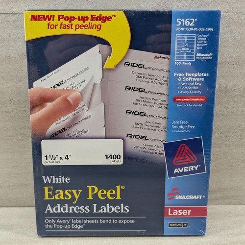 Avery 5162 white easy peel - 5162,