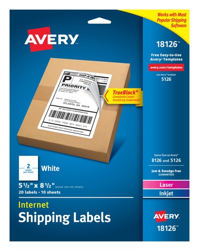 Avery shipping labels 2 - avery, 5-1/2"